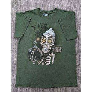 Vintage 2000s Jeff Dunham Achmed I Keel You Shirt Size Medium Cotton Green